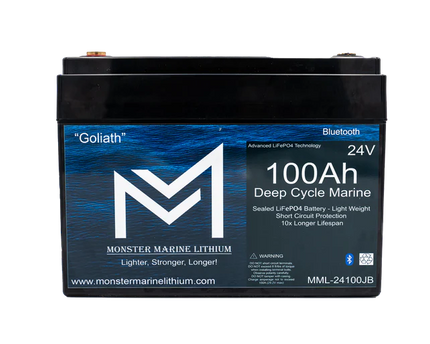 24V 100Ah Lithium Bluetooth Marine Trolling Battery "Goliath"