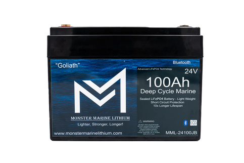 24V 100Ah Lithium Bluetooth Marine Trolling Battery "Goliath"